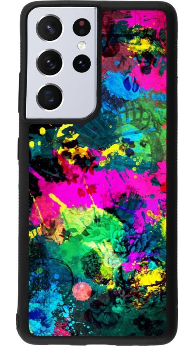 Coque Samsung Galaxy S21 Ultra 5G - Silicone rigide noir splash paint