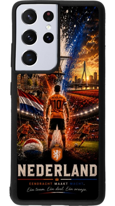 Coque Samsung Galaxy S21 Ultra 5G - Silicone rigide noir Football Pays-Bas splash 2026