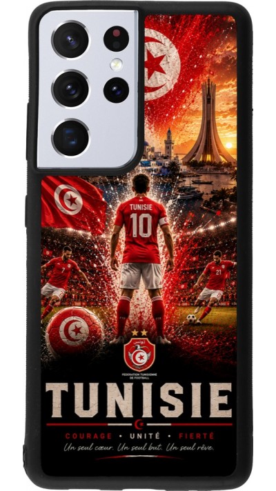 Coque Samsung Galaxy S21 Ultra 5G - Silicone rigide noir Football Tunisie splash 2026
