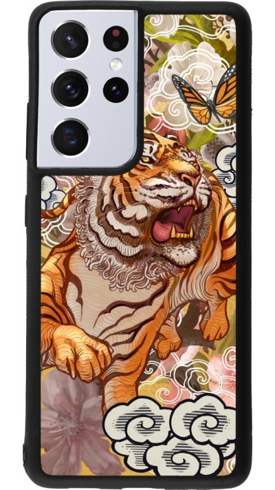 Coque Samsung Galaxy S21 Ultra 5G - Silicone rigide noir Spring 23 japanese tiger