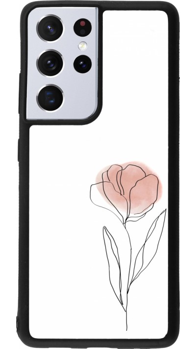 Coque Samsung Galaxy S21 Ultra 5G - Silicone rigide noir Spring 23 minimalist flower