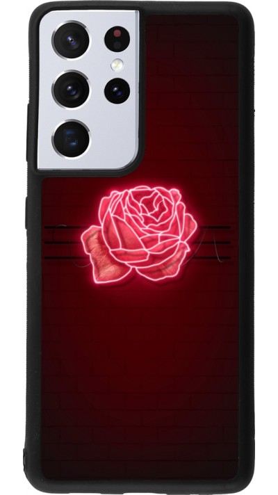 Coque Samsung Galaxy S21 Ultra 5G - Silicone rigide noir Spring 23 neon rose