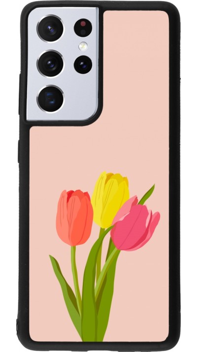 Coque Samsung Galaxy S21 Ultra 5G - Silicone rigide noir Spring 23 tulip trio