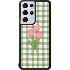 Samsung Galaxy S21 Ultra 5G Case Hülle - Silikon schwarz Green vichy tulips Spring 2026