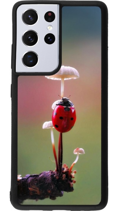 Samsung Galaxy S21 Ultra 5G Case Hülle - Silikon schwarz Ladybird on a mushroom Spring 2026