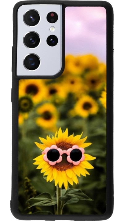 Coque Samsung Galaxy S21 Ultra 5G - Silicone rigide noir Sunflower with glasses Spring 2026