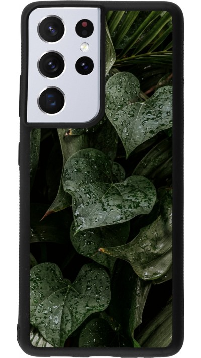 Coque Samsung Galaxy S21 Ultra 5G - Silicone rigide noir Spring 23 fresh plants
