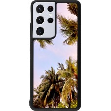 Coque Samsung Galaxy S21 Ultra 5G - Silicone rigide noir Summer 2023 palm tree vibe
