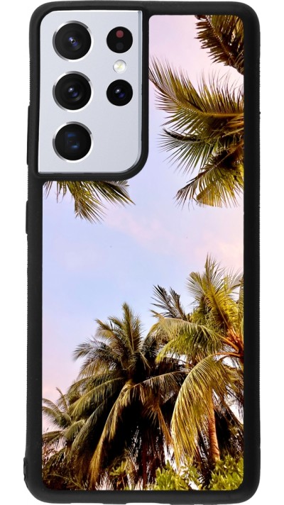 Coque Samsung Galaxy S21 Ultra 5G - Silicone rigide noir Summer 2023 palm tree vibe