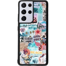 Coque Samsung Galaxy S21 Ultra 5G - Silicone rigide noir Summer 20 collage