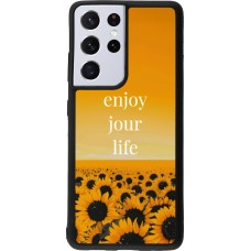 Coque Samsung Galaxy S21 Ultra 5G - Silicone rigide noir Summer 2025 Enjoy your life