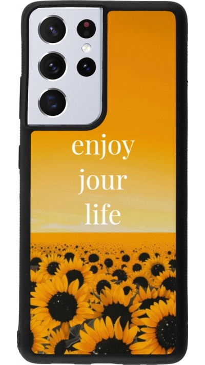 Coque Samsung Galaxy S21 Ultra 5G - Silicone rigide noir Summer 2025 Enjoy your life
