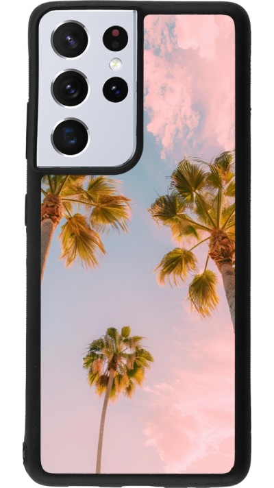 Coque Samsung Galaxy S21 Ultra 5G - Silicone rigide noir Summer 2025 Palmiers