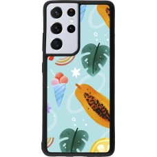 Samsung Galaxy S21 Ultra 5G Case Hülle - Silikon schwarz Summer 2025 Pattern papaya