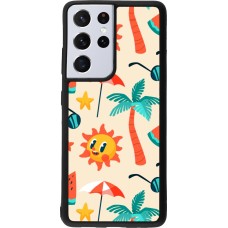Coque Samsung Galaxy S21 Ultra 5G - Silicone rigide noir Summer 2025 Pattern soleil