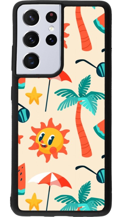 Coque Samsung Galaxy S21 Ultra 5G - Silicone rigide noir Summer 2025 Pattern soleil