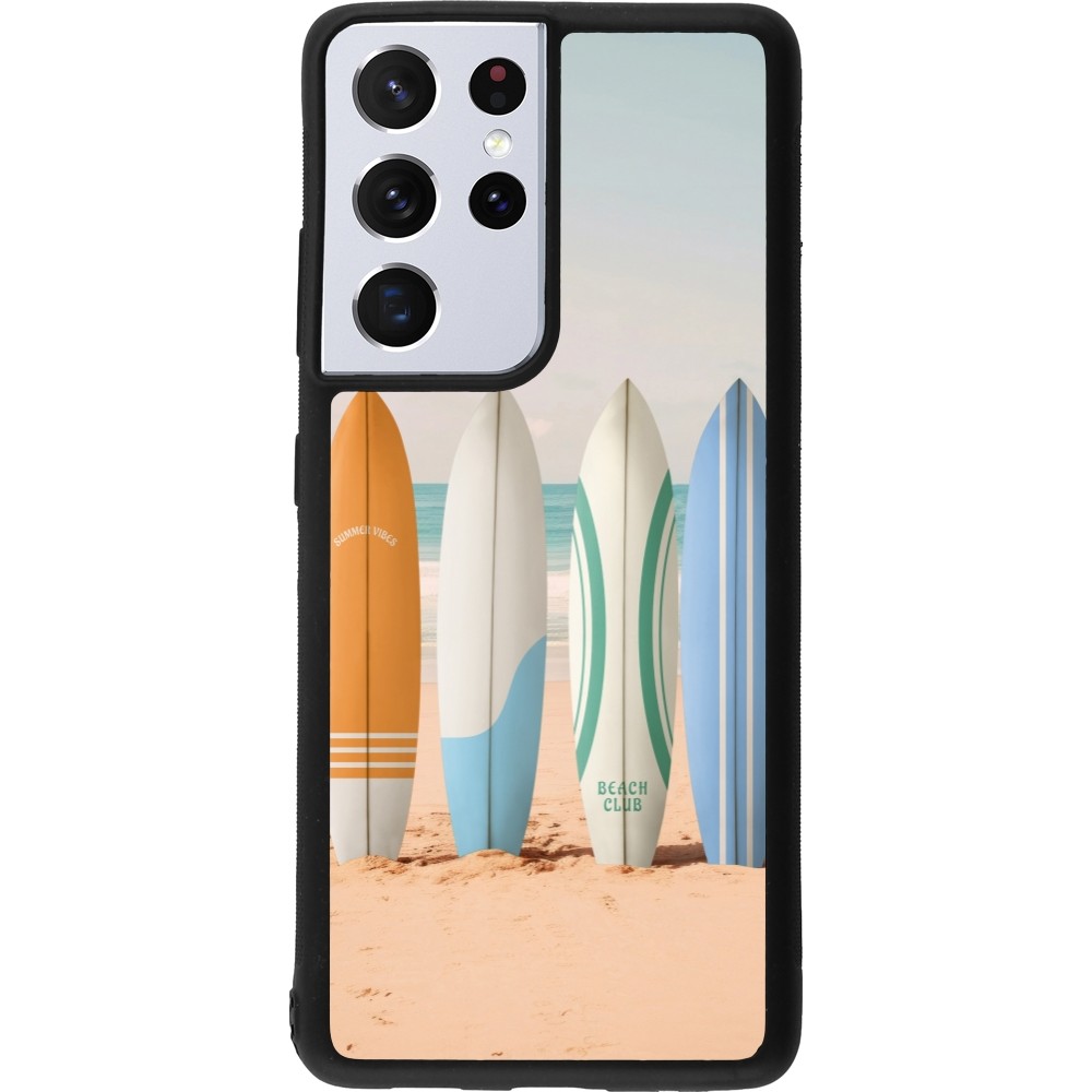 Coque Samsung Galaxy S21 Ultra 5G - Silicone rigide noir Summer surfboard 2025