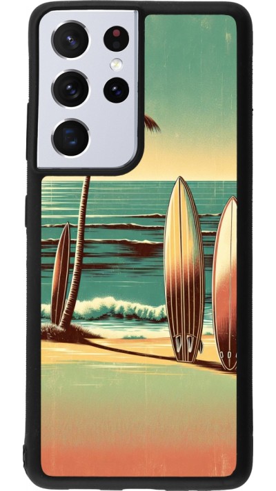 Coque Samsung Galaxy S21 Ultra 5G - Silicone rigide noir Surf Paradise