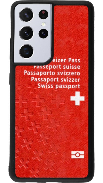 Coque Samsung Galaxy S21 Ultra 5G - Silicone rigide noir Swiss Passport