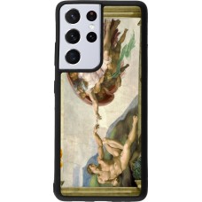 Coque Samsung Galaxy S21 Ultra 5G - Silicone rigide noir Tableau art - La Création d’Adam - Michel-Ange