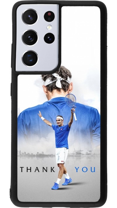 Coque Samsung Galaxy S21 Ultra 5G - Silicone rigide noir Thank you Roger