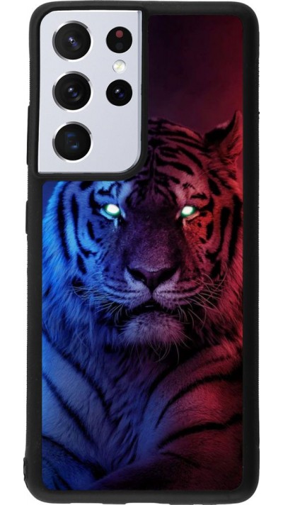 Coque Samsung Galaxy S21 Ultra 5G - Silicone rigide noir Tiger Blue Red