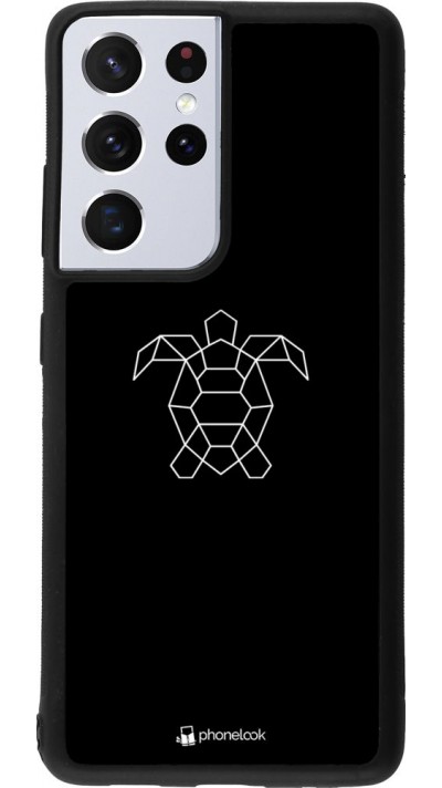 Coque Samsung Galaxy S21 Ultra 5G - Silicone rigide noir Turtles lines on black