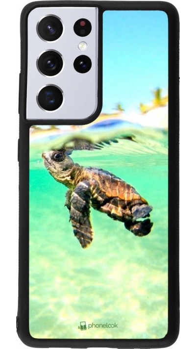 Coque Samsung Galaxy S21 Ultra 5G - Silicone rigide noir Turtle Underwater