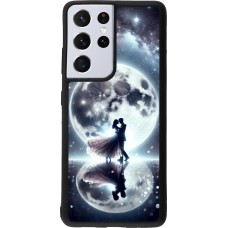 Coque Samsung Galaxy S21 Ultra 5G - Silicone rigide noir Valentine 2024 Love under the moon