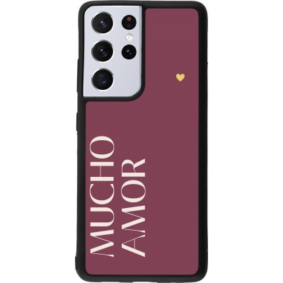 Samsung Galaxy S21 Ultra 5G Case Hülle - Silikon schwarz Valentine 2024 mucho amor rosado