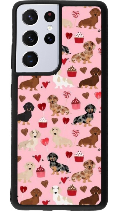Coque Samsung Galaxy S21 Ultra 5G - Silicone rigide noir Valentine 2024 puppy love