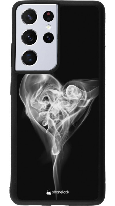 Coque Samsung Galaxy S21 Ultra 5G - Silicone rigide noir Valentine 2022 Black Smoke