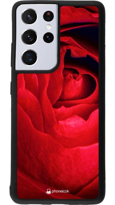 Coque Samsung Galaxy S21 Ultra 5G - Silicone rigide noir Valentine 2022 Rose