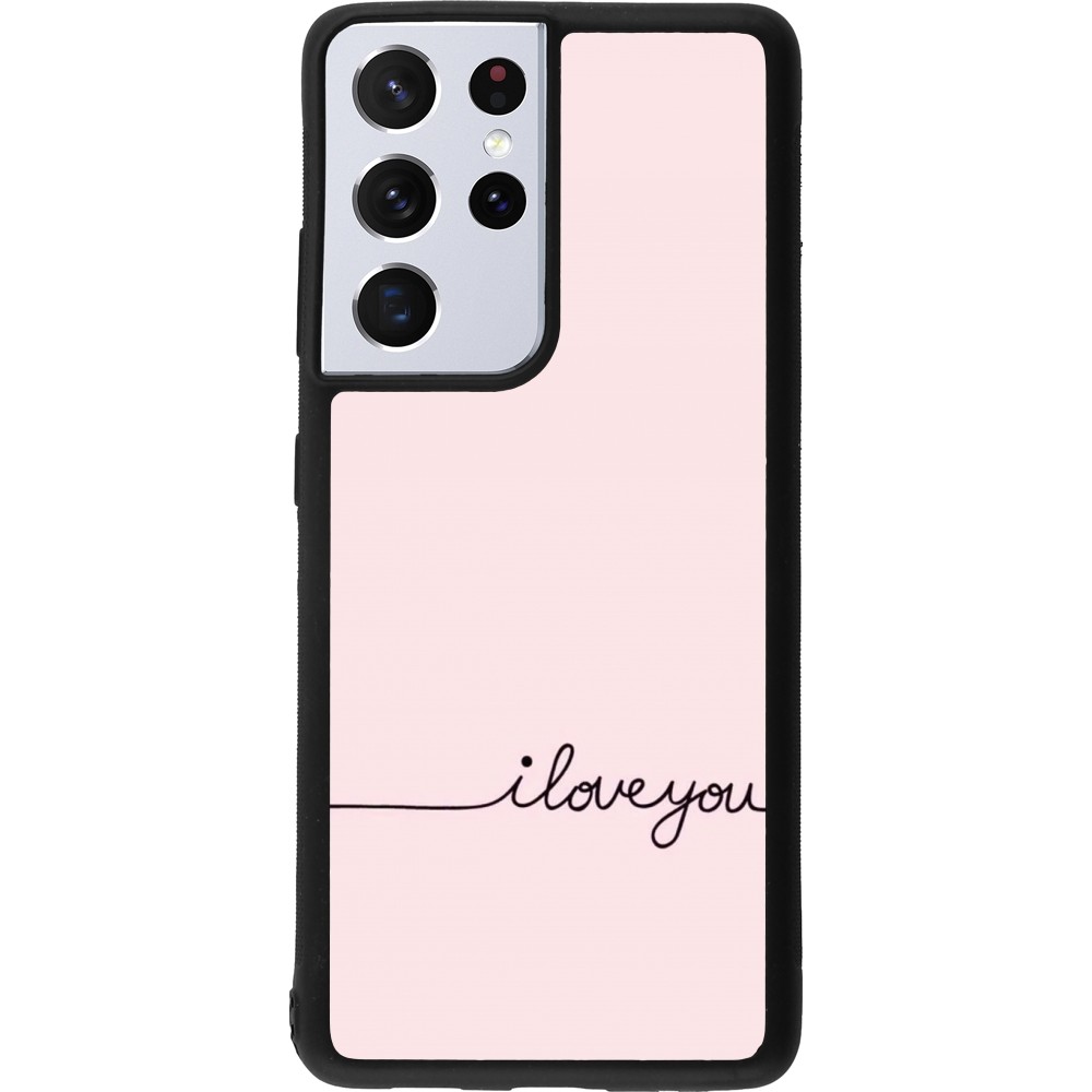 Samsung Galaxy S21 Ultra 5G Case Hülle - Silikon schwarz Valentine 2023 i love you writing