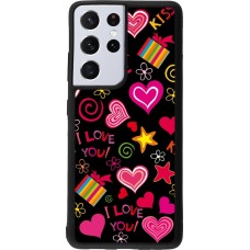 Samsung Galaxy S21 Ultra 5G Case Hülle - Silikon schwarz Valentine 2023 love symbols