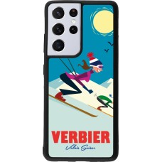 Samsung Galaxy S21 Ultra 5G Case Hülle - Silikon schwarz Verbier Ski Downhill