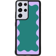 Samsung Galaxy S21 Ultra 5G Case Hülle - Silikon schwarz Wavy Rectangle Green Purple