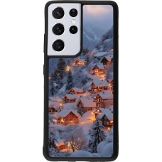 Coque Samsung Galaxy S21 Ultra 5G - Silicone rigide noir Winter 25 Winter snowy village