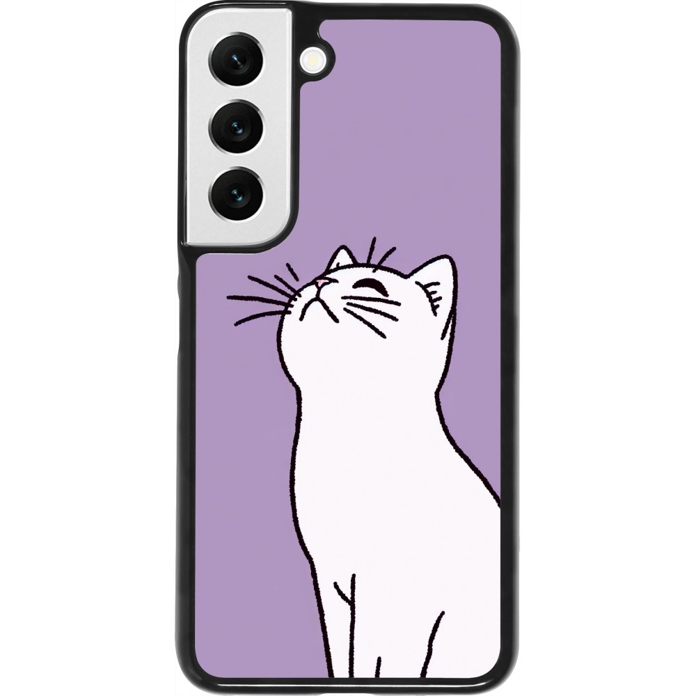 Coque Samsung Galaxy S22 - Chat sur fond violet