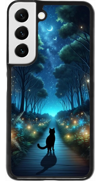 Samsung Galaxy S22 Case Hülle - Schwarze Katze Spaziergang