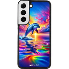 Samsung Galaxy S22 Case Hülle - Glücklicher Regenbogen-Delfin