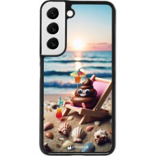 Samsung Galaxy S22 Case Hülle - Kackhaufen Emoji auf Liegestuhl
