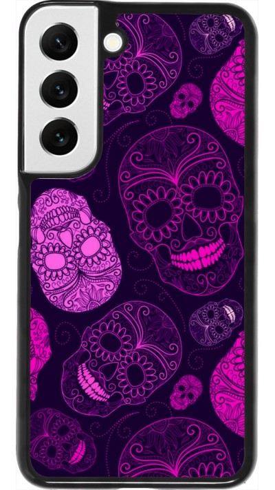 Samsung Galaxy S22 Case Hülle - Halloween 2023 pink skulls