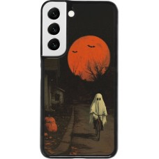 Samsung Galaxy S22 Case Hülle - Halloween 2025 Ghost on a bicycle