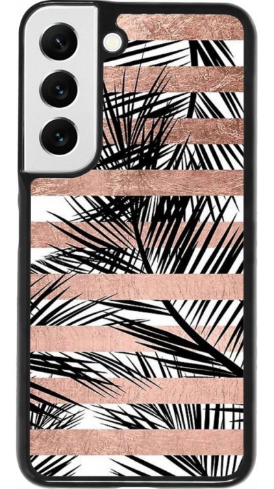 Coque Samsung Galaxy S22 - Palm trees gold stripes