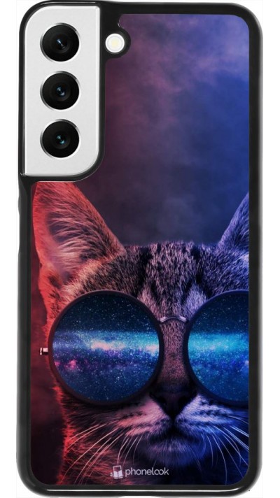 Coque Samsung Galaxy S22 - Red Blue Cat Glasses