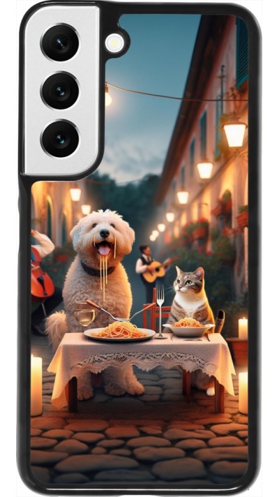 Coque Samsung Galaxy S22 - Valentine 2024 Dog & Cat Candlelight