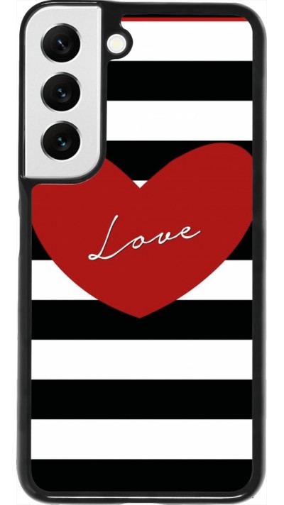 Coque Samsung Galaxy S22 - Valentine 2023 heart black and white lines