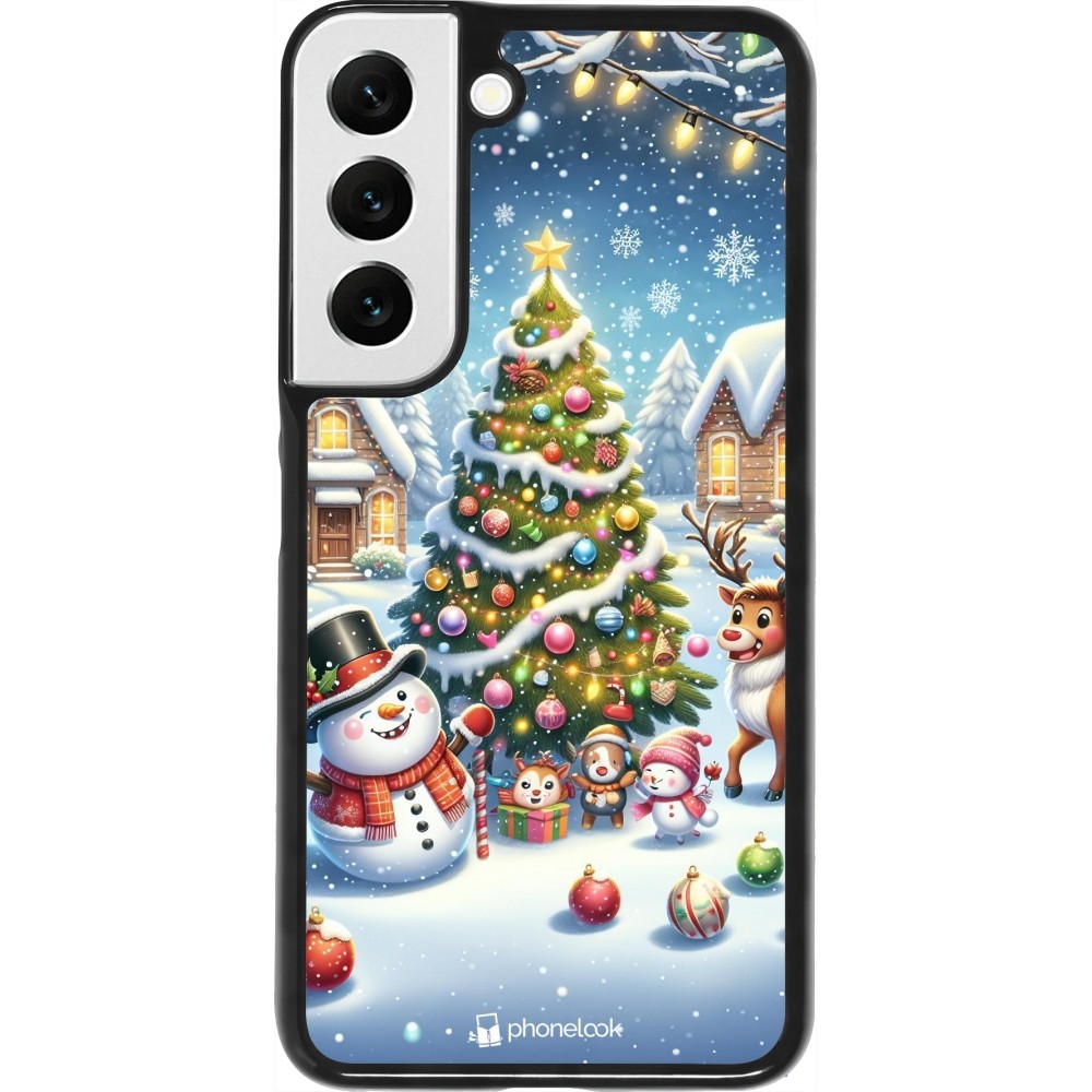 Samsung Galaxy S22 Case Hülle - Weihnachten 2023 Schneemann und Tannenbaum