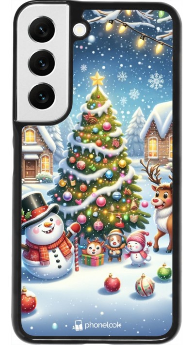 Coque Samsung Galaxy S22 - Noël 2023 bonhomme de neige et sapin